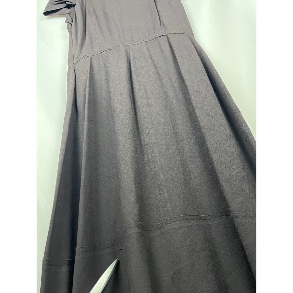 Prada 2007 Archival Brown Crepe V-Neck Midi Dress IT 42 US 6-8 A-Line Flare Luxe - Picture 13 of 13